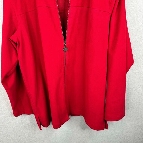 Rafaella Women Full Zip Jacket Cherry Red 12‎ Boho Lagenlook 90s - Picture 4 of 9